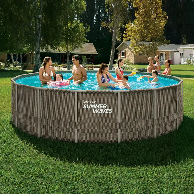 

ft Dark Double Rattan Frame Pool, Round, Ages 6+, Unisex