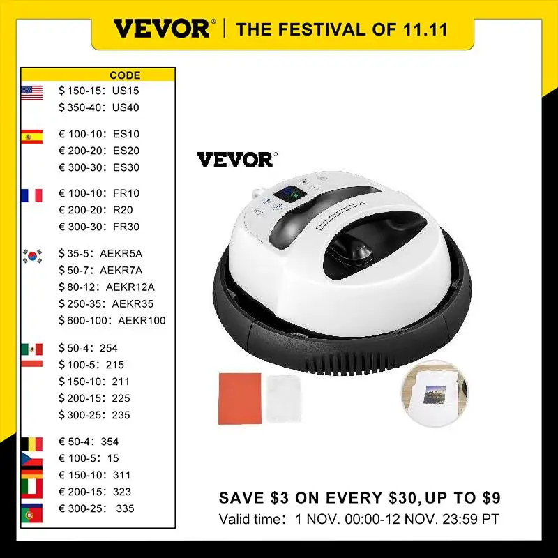 

VEVOR Mini Portable Heat Press Machine 12x10 in Sublimation Digital Transfer Printing Machine HOME DIY for T-shirts Transfer