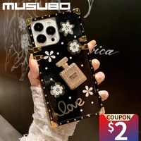 luxury perfume bottle square phone case for iphone 13 mini 12 11 pro max xr x xs max 6 6s 7 p 8 plus shockproof soft cover funda