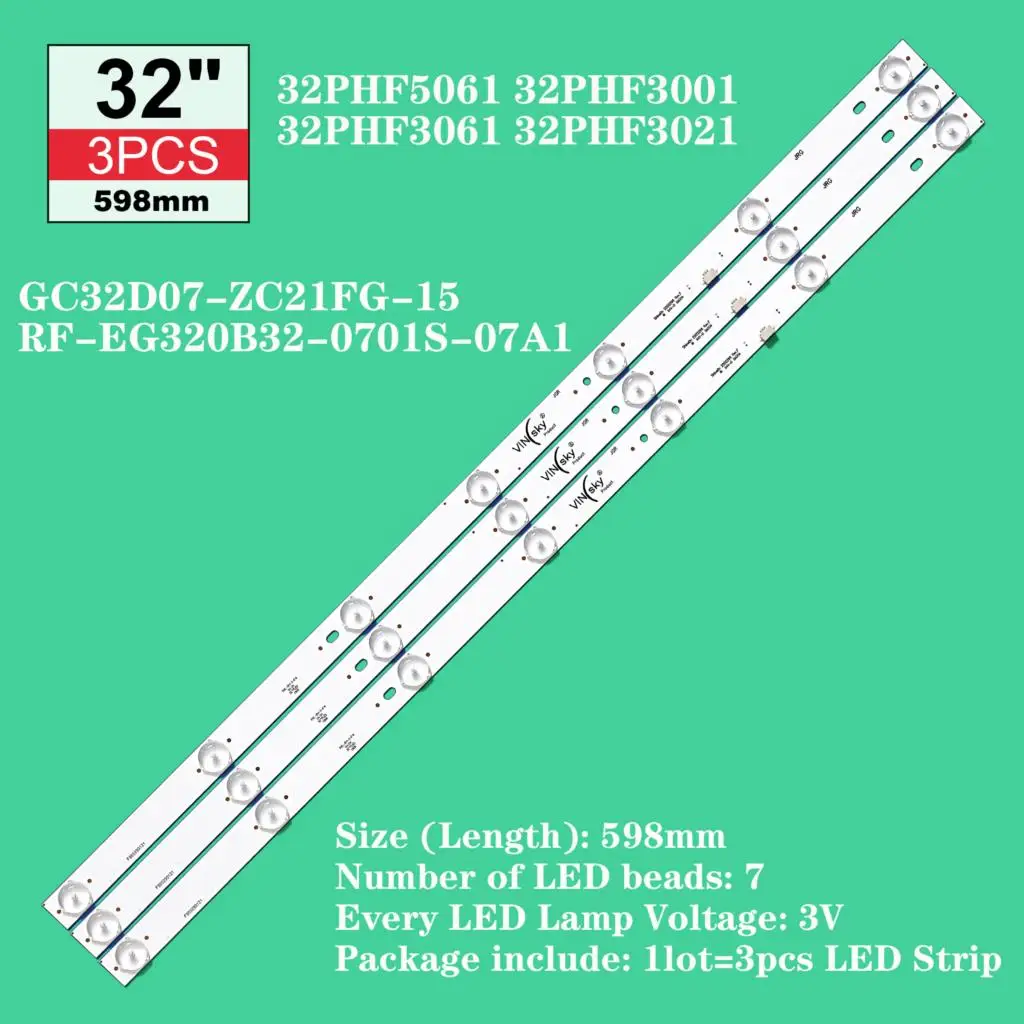 

LED backlight strip for 32PHF5011 LD32E12M 32PHF5061 32PHF3001 32PHF3061 32PHF3021 GC32D07-ZC21FG-15 RF-EG320B32-0701S-07A1