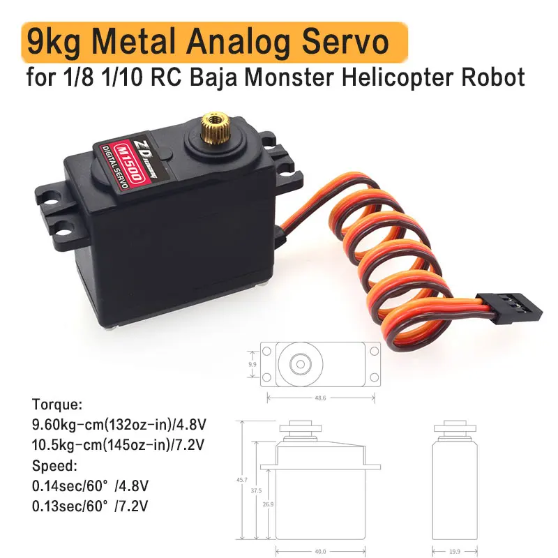 DM0900 металлическая шестерня 9 кг Стандартный сервопривод для 1/8 1/10 RC Car Redcat Traxxas HPI HSP Kyosho Team Absima Hobao LRP DF FS ZD Racing