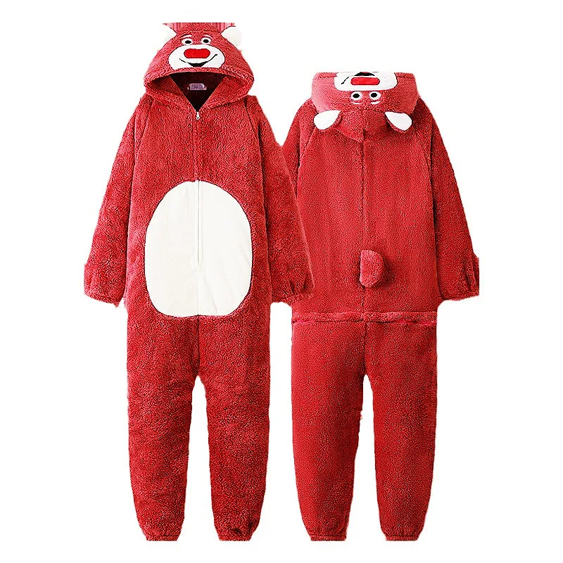 Коралловый бархатный кигуруми для взрослых клубничный медведь аниме