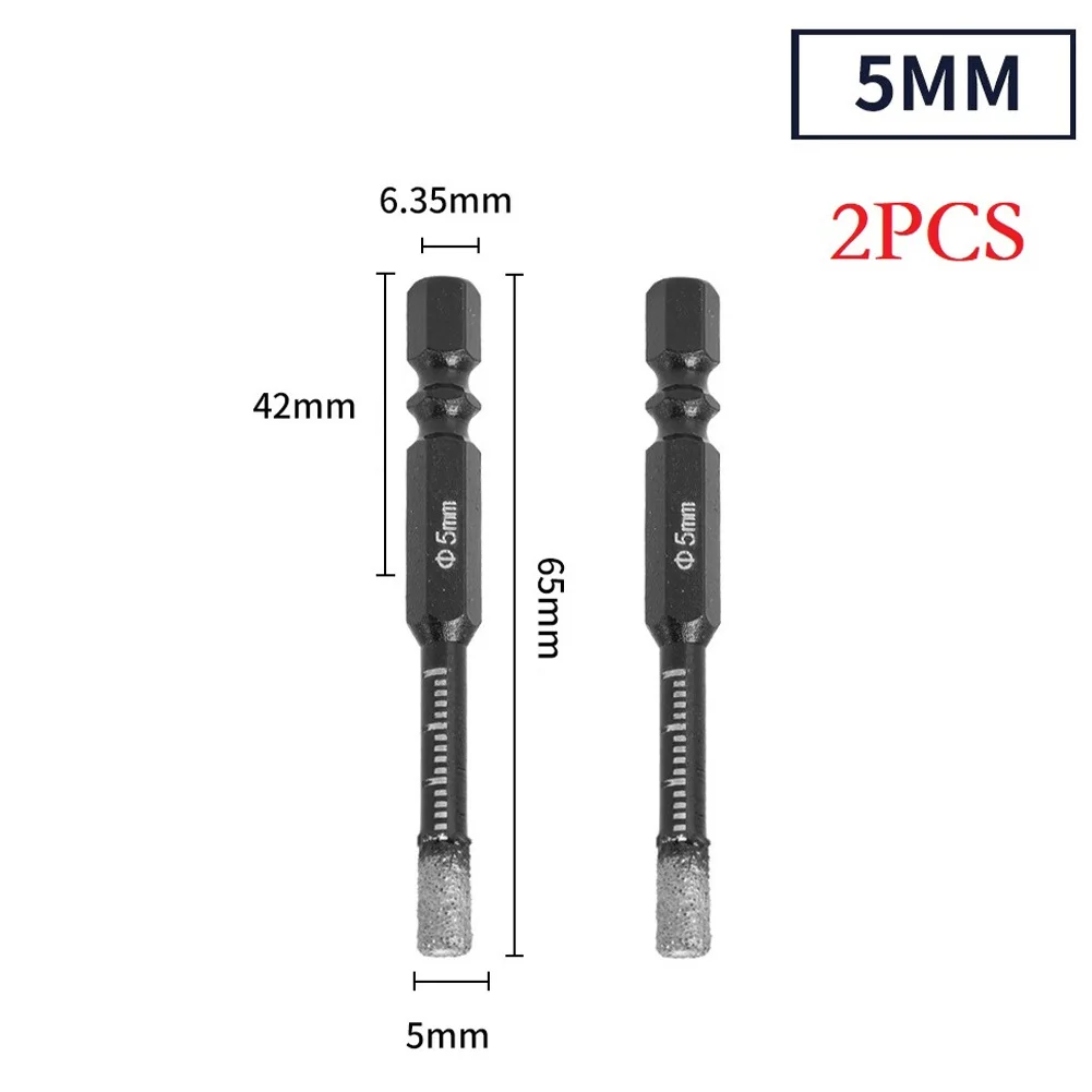 

2 PCS Diamond Drill Bit Hex Shank For Drilling Granite Marble Masonry Concrete Tile Ceramic Glass Hard Plastic Power Tools Part