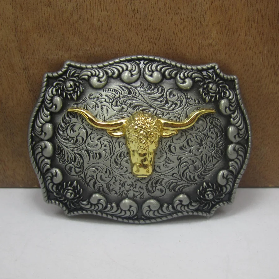 

Zinc Alloy Western Denim Golden Cow Head Belt Buckle Retro Casual Belt Buckle