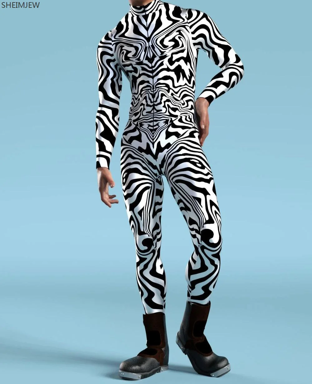 Хэллоуин Скелет Косплей большой палец рукав комбинезон красочный