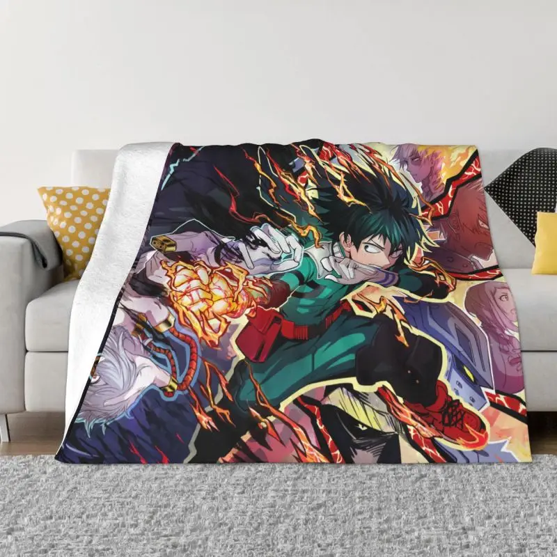 

My Hero Academia Izuku Midoriya Blanket Soft Flannel Fleece Warm Anime Manga Throw Blankets for Office Bedding Sofa Bedspreads