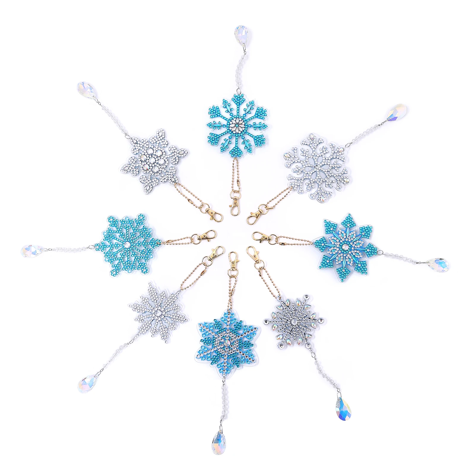 

8pcs DIY Diamond Painting Pendant Snowflake Keychain Keyring Christmas Tree Pendant New Year Home Decoration Christmas Gift Xmas