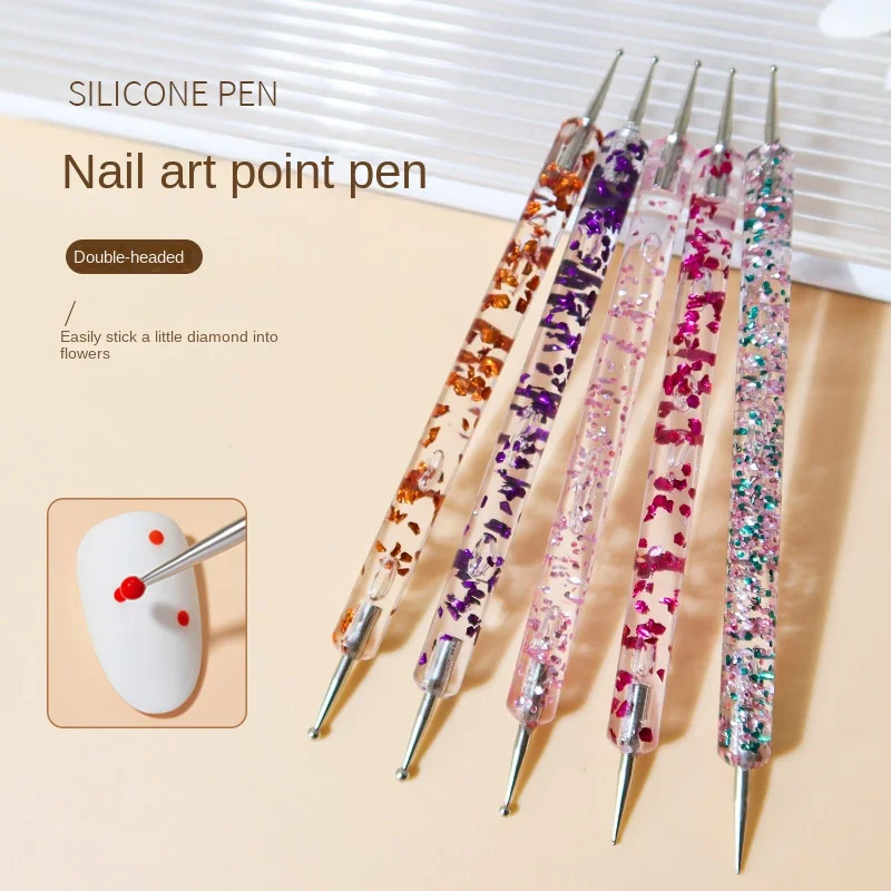 5Pcs Nail Art Brush Design Tip Painting Drawing Carving Dotting Pen FlatFan Liner Acrylic Gel UV Polish Tool Manicure