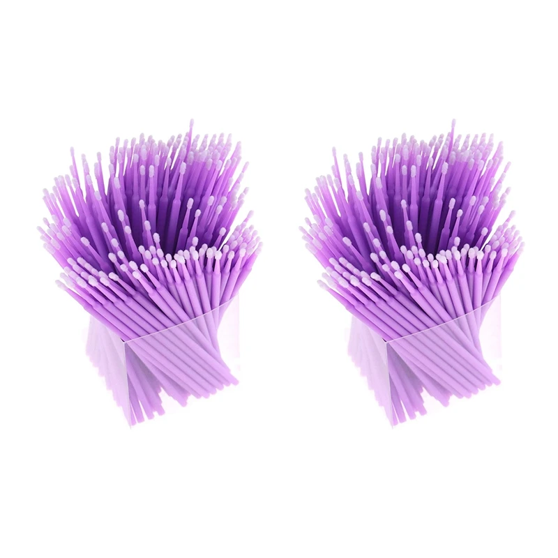 

400Pcs Applicators Eyelash Swab Micro- Brush Disposable Micro-Brush Extensions Makeup Tool-Purple