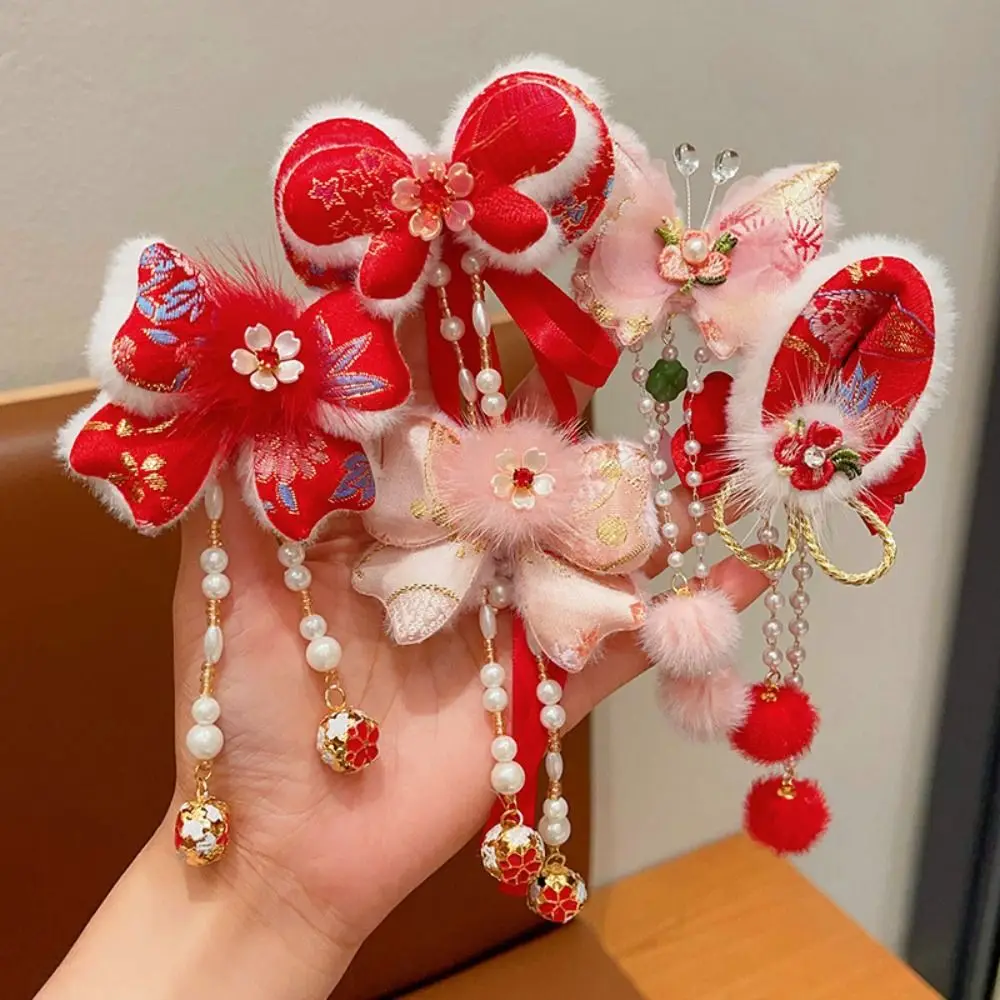 Головной убор Hanfu детская новогодняя заколка для волос костюм Тан милые красные