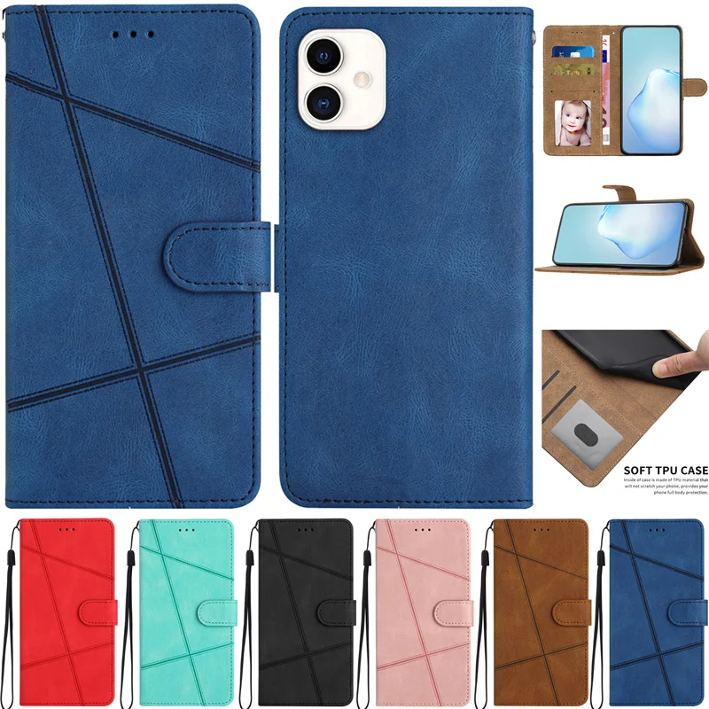 A04E SM-A042F/DS Case For Samsung Galaxy A04e A04 E A 04E A04s Cover Book Stand Wallet Line Geometry Holster Bag Shell Coque