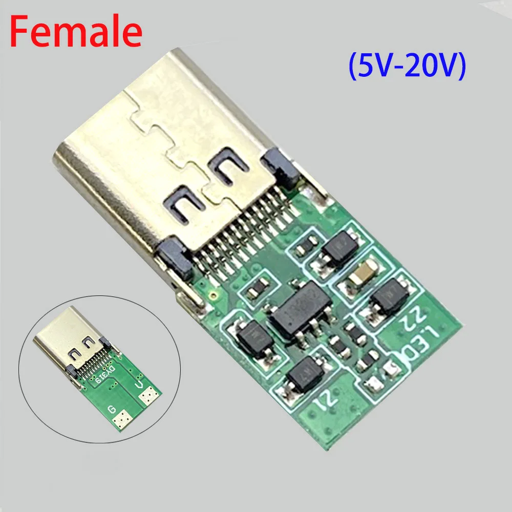 

Адаптер C PD JACK 5 В 9 В 12 В 15 В 20 В триггерный разъем USB-C Мужская/гнездовая вилка