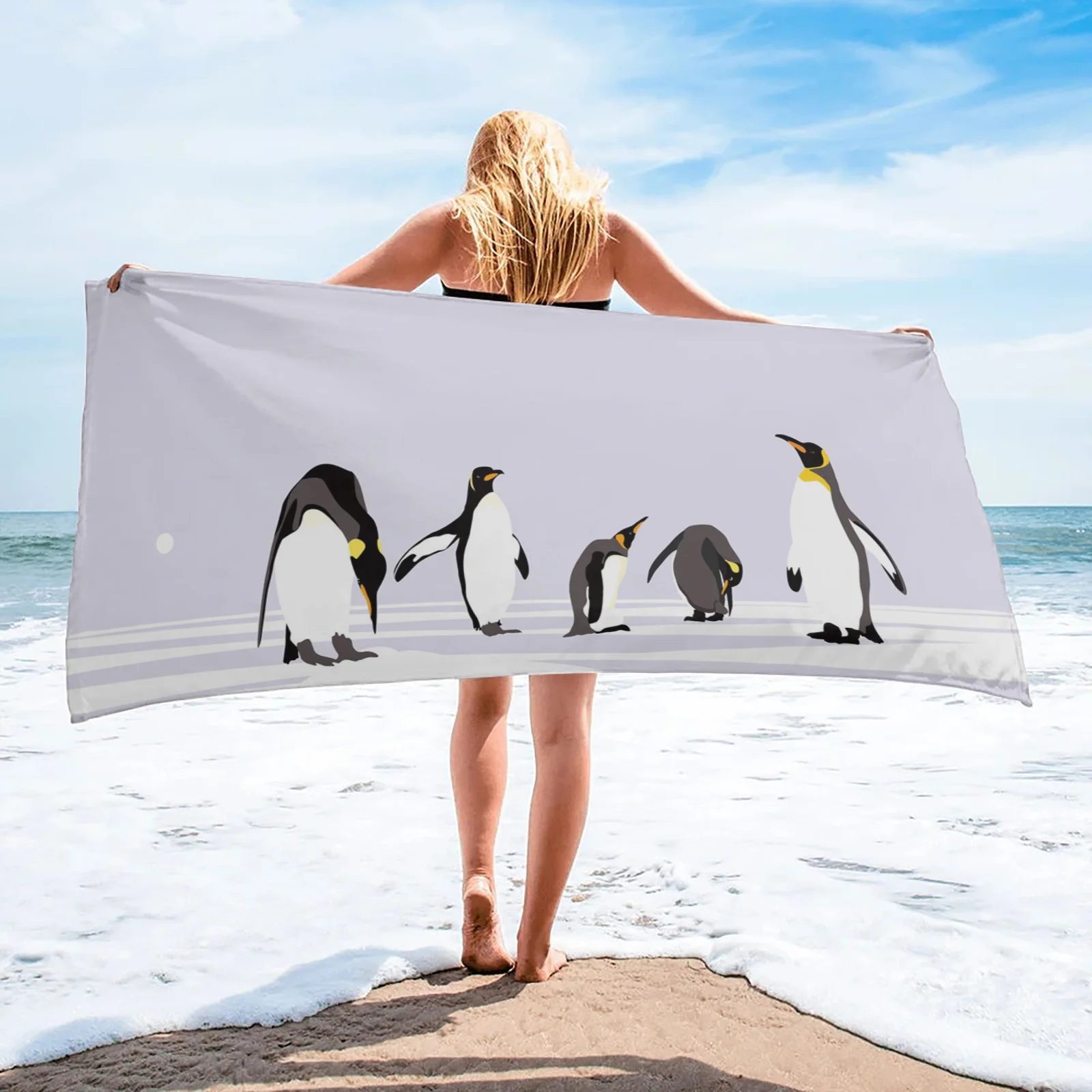 

Winter Theme Animal Penguin Beach Towel Bathroom Accessories Microfiber Quick-Dry Travel Camp Bath Towels Gift for Women Men Kid