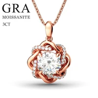 3ct Moissanite Necklace Pendant For Women Knot of Love with GRA Certificate 925 Sterling Silver Necklace Wedding Jewelry Trendy