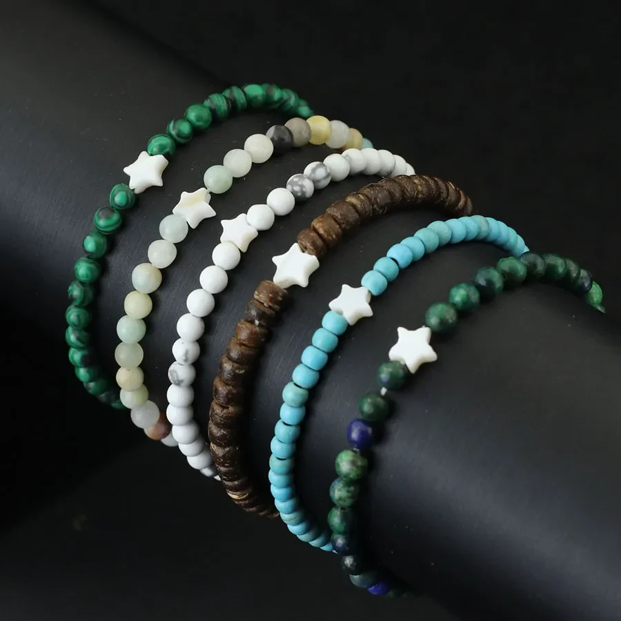 Минималистичный Маленький Браслет Из Натурального Камня 4 Мм Для Женщин Подвеска