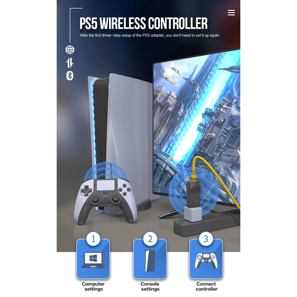 

Для PS5 контроллер для PlayStation 5 DualSense беспроводной игровой контроллер Bluetooth геймпад для PS5 аксессуары белый