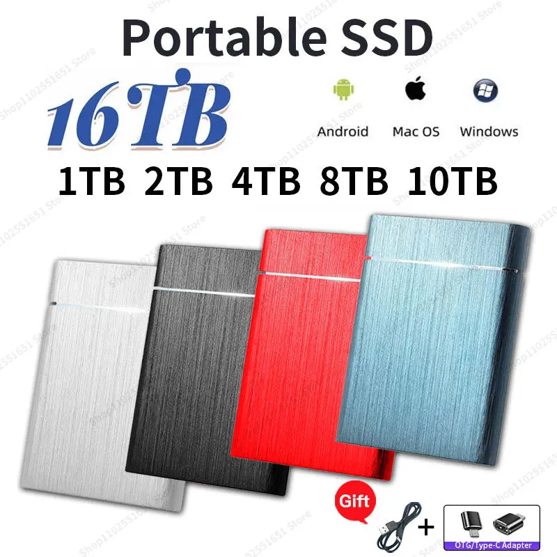 

High Speed 64TB 2TB Hard Disk Portable SSD External Hard Drive 4TB 8TB 16tb Large Capatity Mobile Solid State Drive For Laptops
