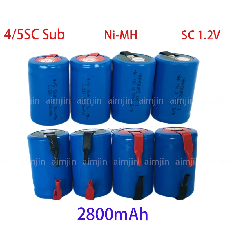 

New 4/5SC SC Sub C li-ion Li-Po Lithium Battery High-Discharge 1.2V 2800mAh Rechargeable Ni-MH Batteries With Welding Tabs