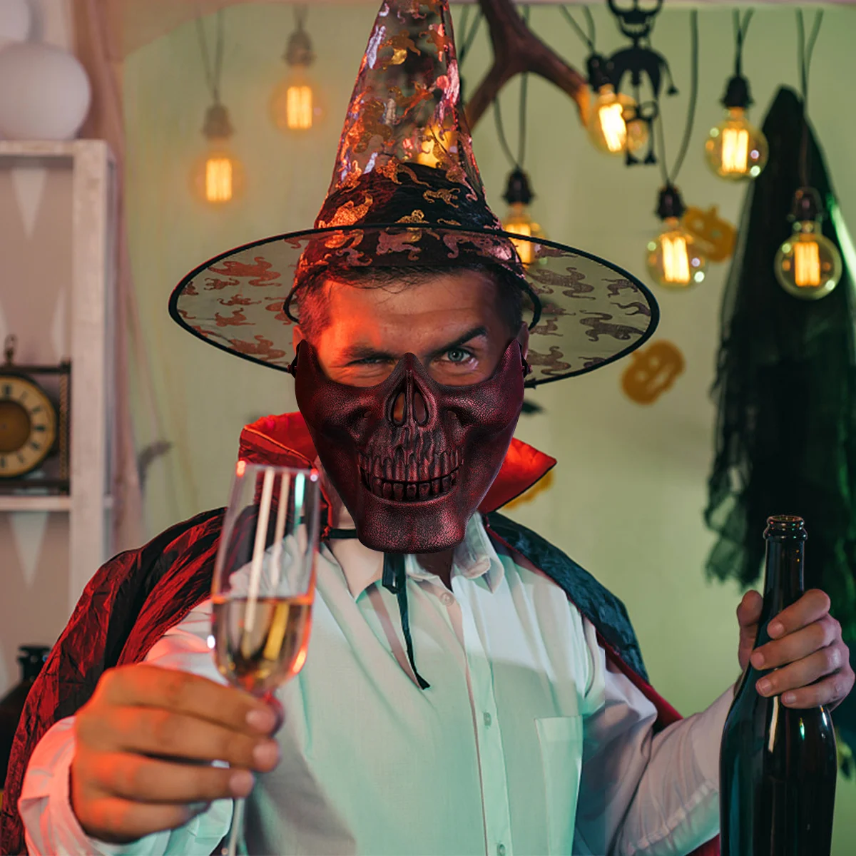 Маска с черепом TINKSKY защитная маска для лица на Хэллоуин косплея маскарада (медно)