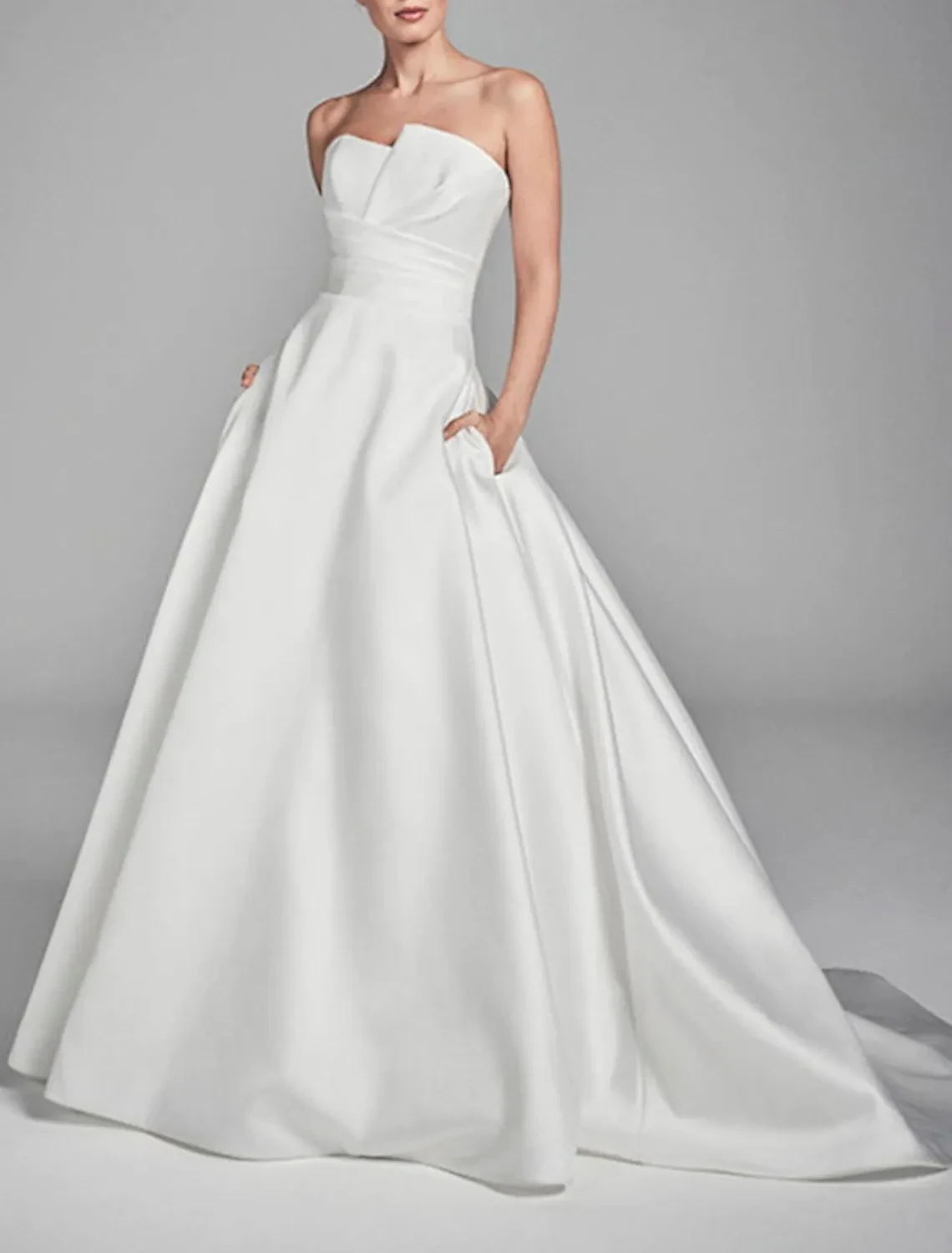

2023 A-line Princess Wedding Dress Strapless Satin Ruched Bridal Gown Vintage Vestidos Noiva Robe De Mariage