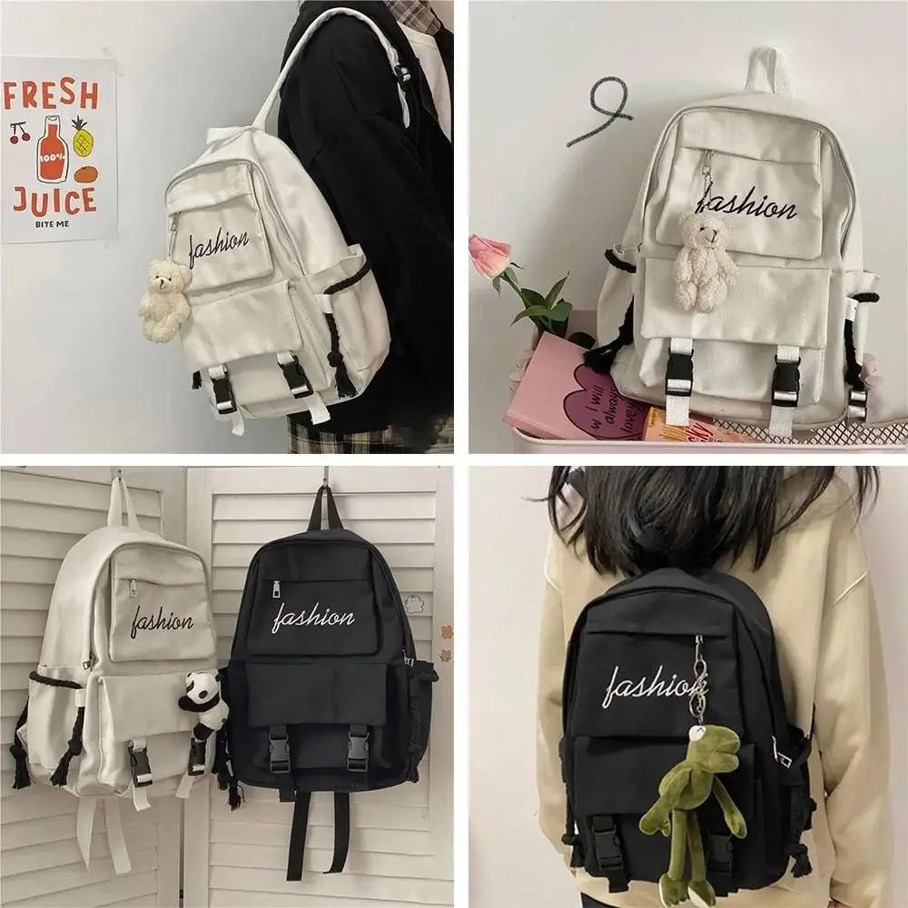 Новый холщовый школьный портфель большой емкости однотонный рюкзак