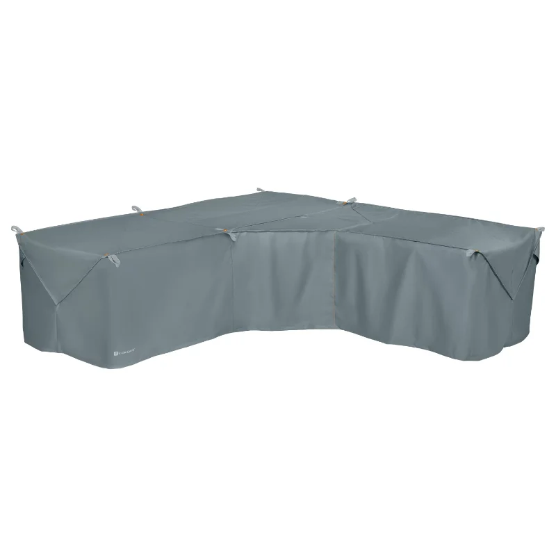 

Storigami Water-Resistant 100 Inch Easy Fold Patio V-Shaped Sectional Lounge Set Cover, Monument Grey