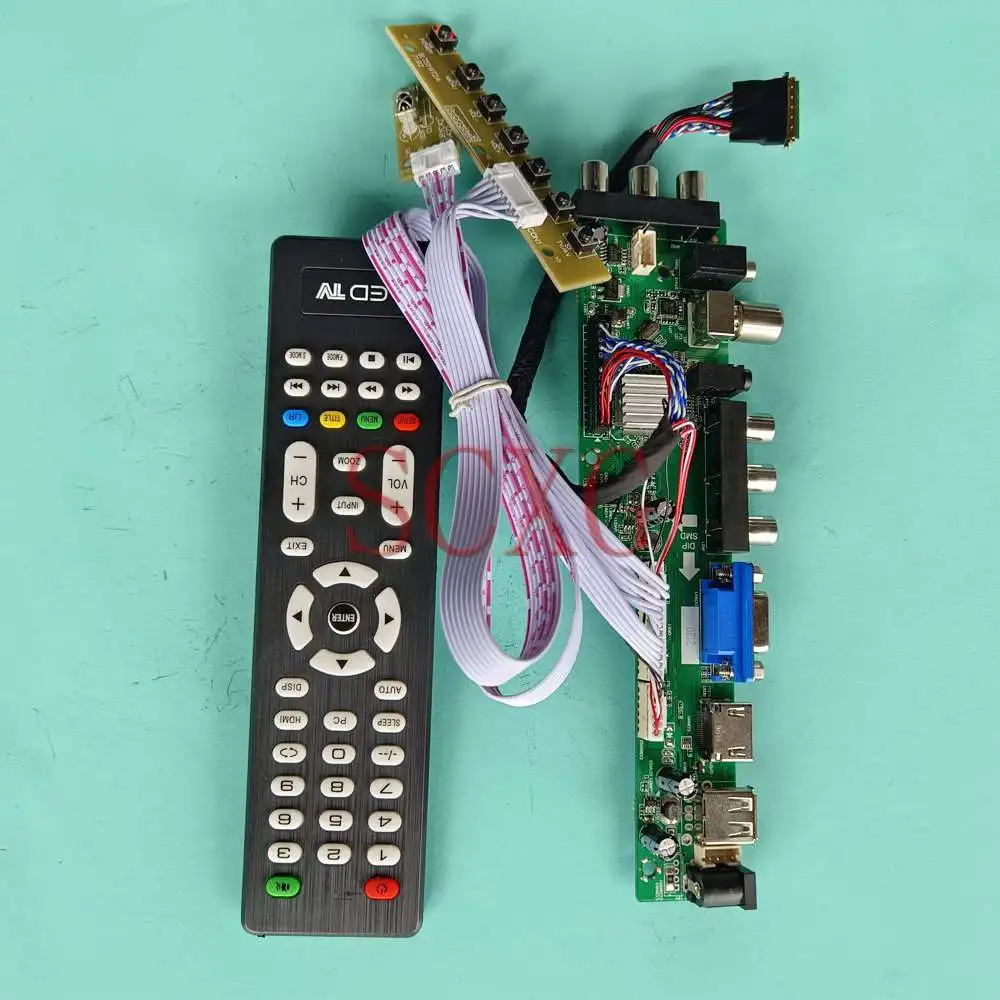 

Плата контроллера для ЖК-экрана, DIY комплект, подходит для Φ LVDS 40 Pin 13,3 "монитор VGA AV USB HDMI-совместимый цифровой сигнал DVB 1366 768