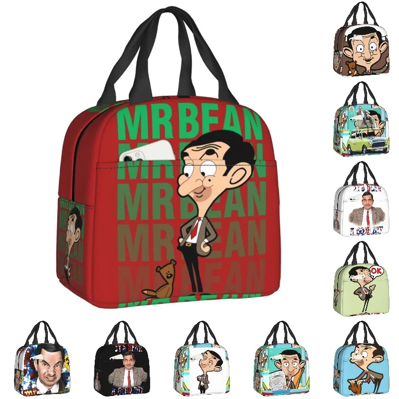 

Mr Bean Insulated Lunch Tote Bag for Women British Comedy Tv Movies Portable Cooler Thermal Bento Box Kids School Children