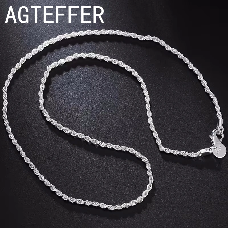 Новый 16/18/20/22/24 дюймов стерлингового серебра 925 пробы 2 мм витая веревка-цепочка