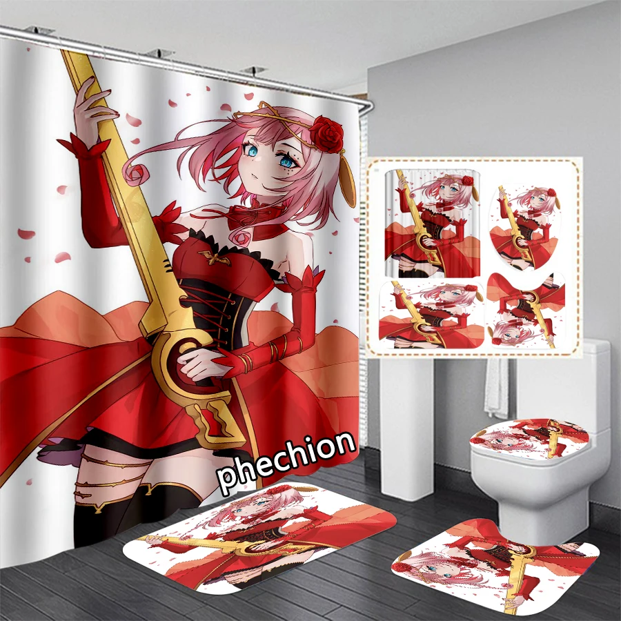 phechion Fashion 3D Print Takt Op.Destiny Shower Curtain Waterproof Bathroom Curtain Anti-slip Bath Mat Set Toilet Rugs VR275 images - 6