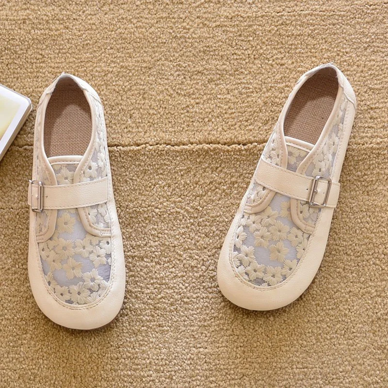 

Женские сетчатые туфли на плоской подошве, удобные лоферы с цветами, модная летняя повседневная обувь на плоской подошве, A4652, лето 2022