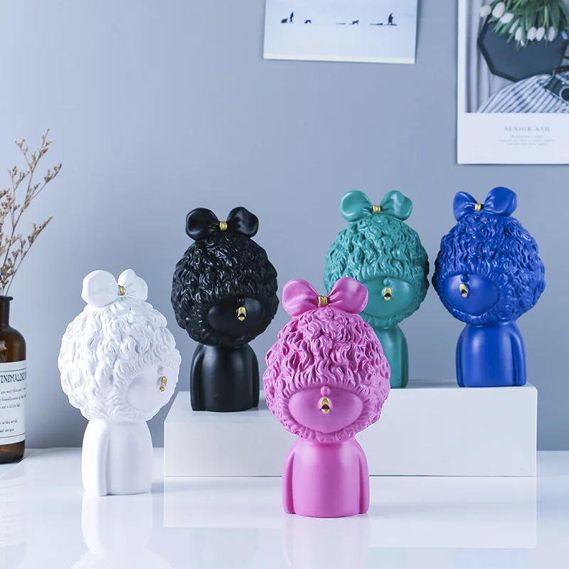 

Nordic style cartoon gold mouth, toot mouth, curly hair, girls' home furnishings, porch decorations