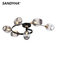 sandyha modern fashion ceiling lamp glass lampshape iron art indoor lighting furniture bar living bedroom decoration chandeliers
