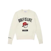 2022 New Women Golf Sweater Fashion Pattern Front Crew Neck Long Sleeve Knitted Golf Pullover Sweater