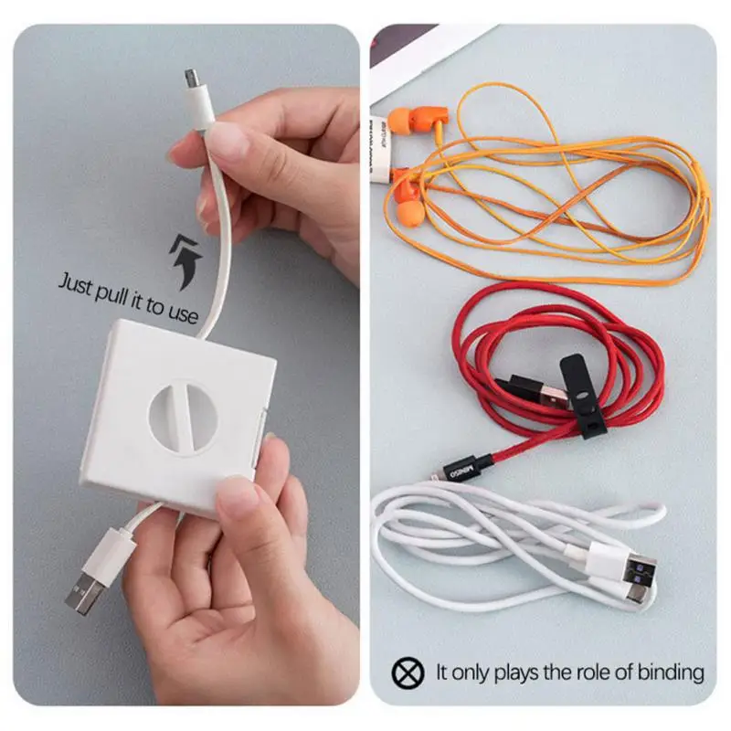 

Small Storage Box With Phone Bracket Desk Phone Holder Transparent Cable Manager Data Cable Organizer Phone Accessories Small