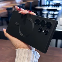 명품For Magsafe 맥세이프 마그네틱 무선 충전 휴대폰 폰케이스, 삼성 갤럭시 S23 S22 S21 울트라 Fe 렌즈 보호 커버 액세서리, 럭셔리