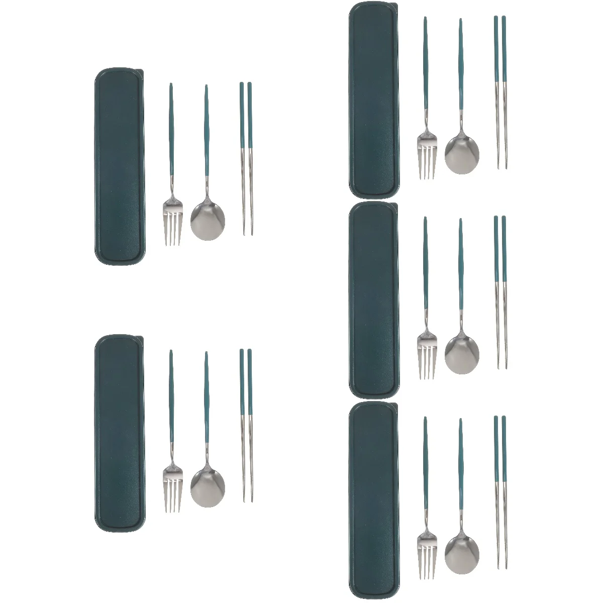 

5 Sets of Portable Cutlery Outdoor Tableware Fork Spoon Chopsticks