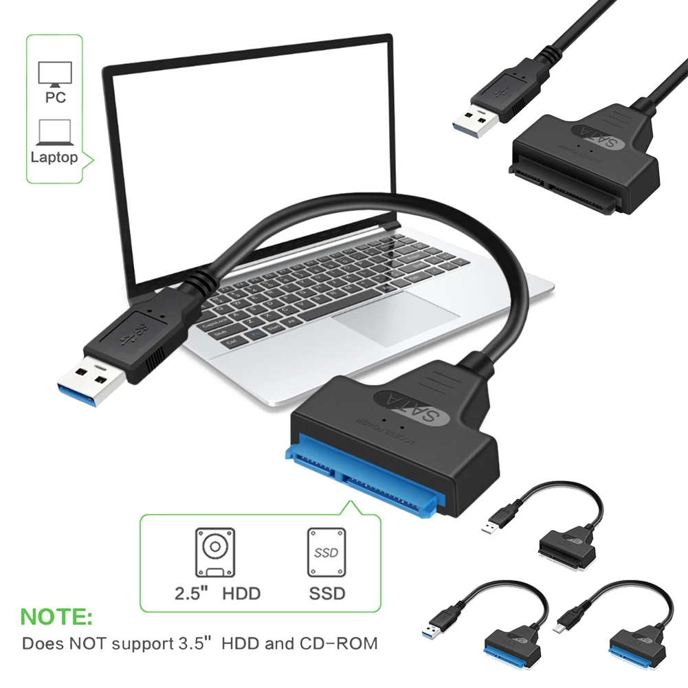 Adapter For USB To SA-TA 22 Pin Sa-ta III To USB Hard Drive Disk Reader For 2.5 SSD HDD Drive USB 3.0 And Type C To SA-TA