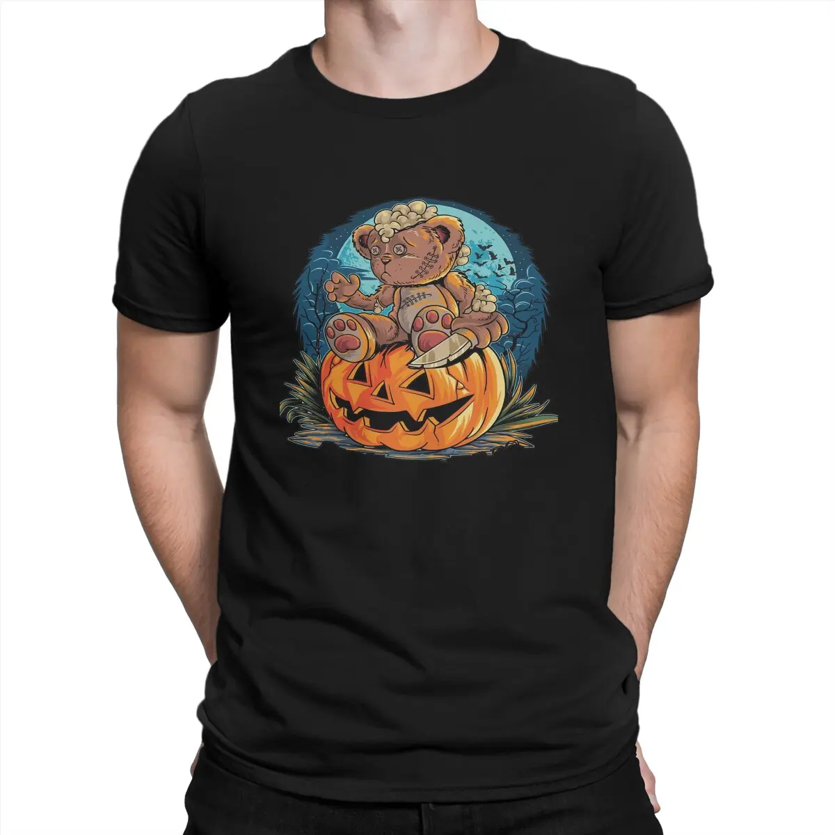 

Zombie Creepy Kawaii Teddy Bear Man TShirt Pumpkin Individuality T Shirt Original Streetwear New Trend