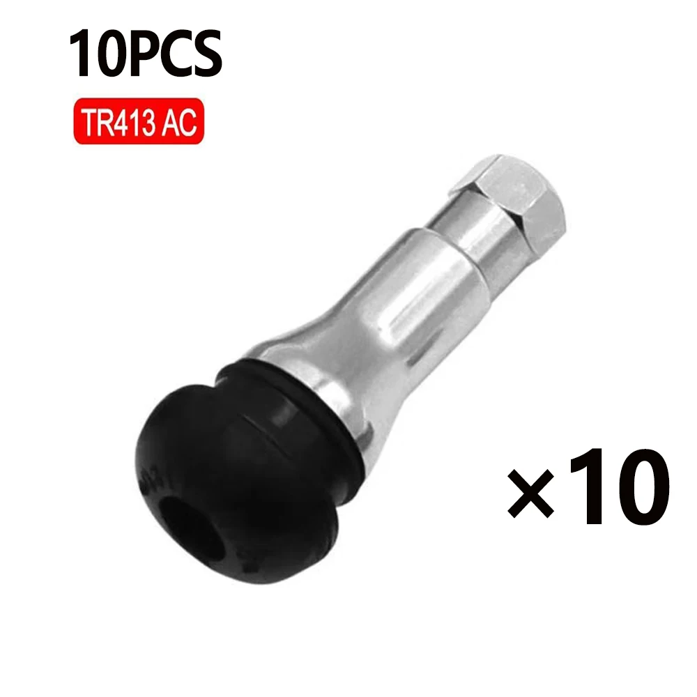 

4/10/20/50 Шт. Хромированные Ниппели Для Бескамерных Шин TR413/414, Дисковые, Прямые, Для Колес, С Резиновыми Колпачками