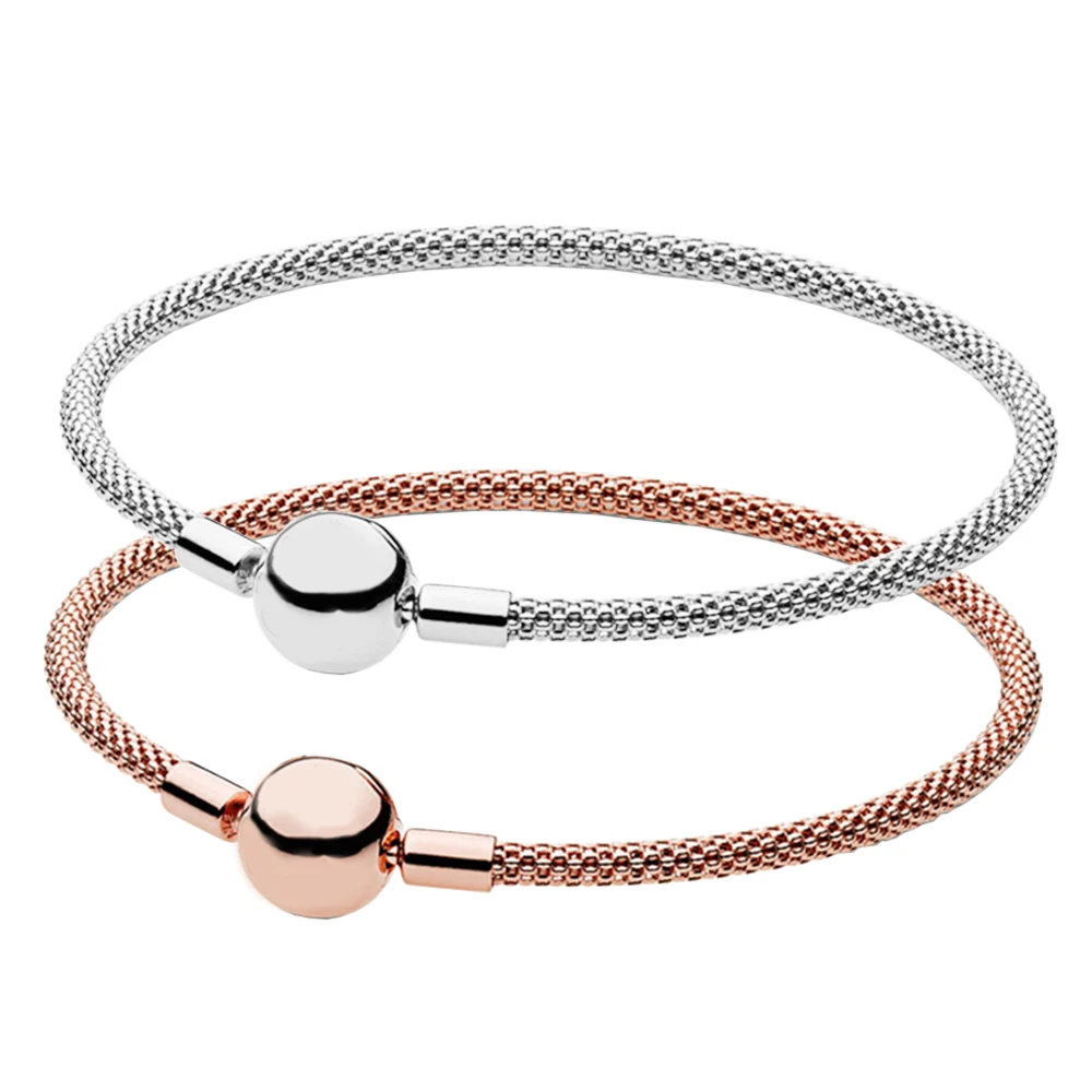 

Moments Mesh Bracelet Fit for Pandora Original 925 Silver Engagement Party Making Exquisite Ladies Jewelry Gift