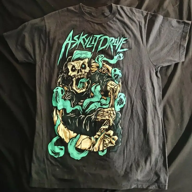 Фото Классическая черная хлопковая футболка A Skylit Drive Ghost Skeleton, все размеры ZL332 №1