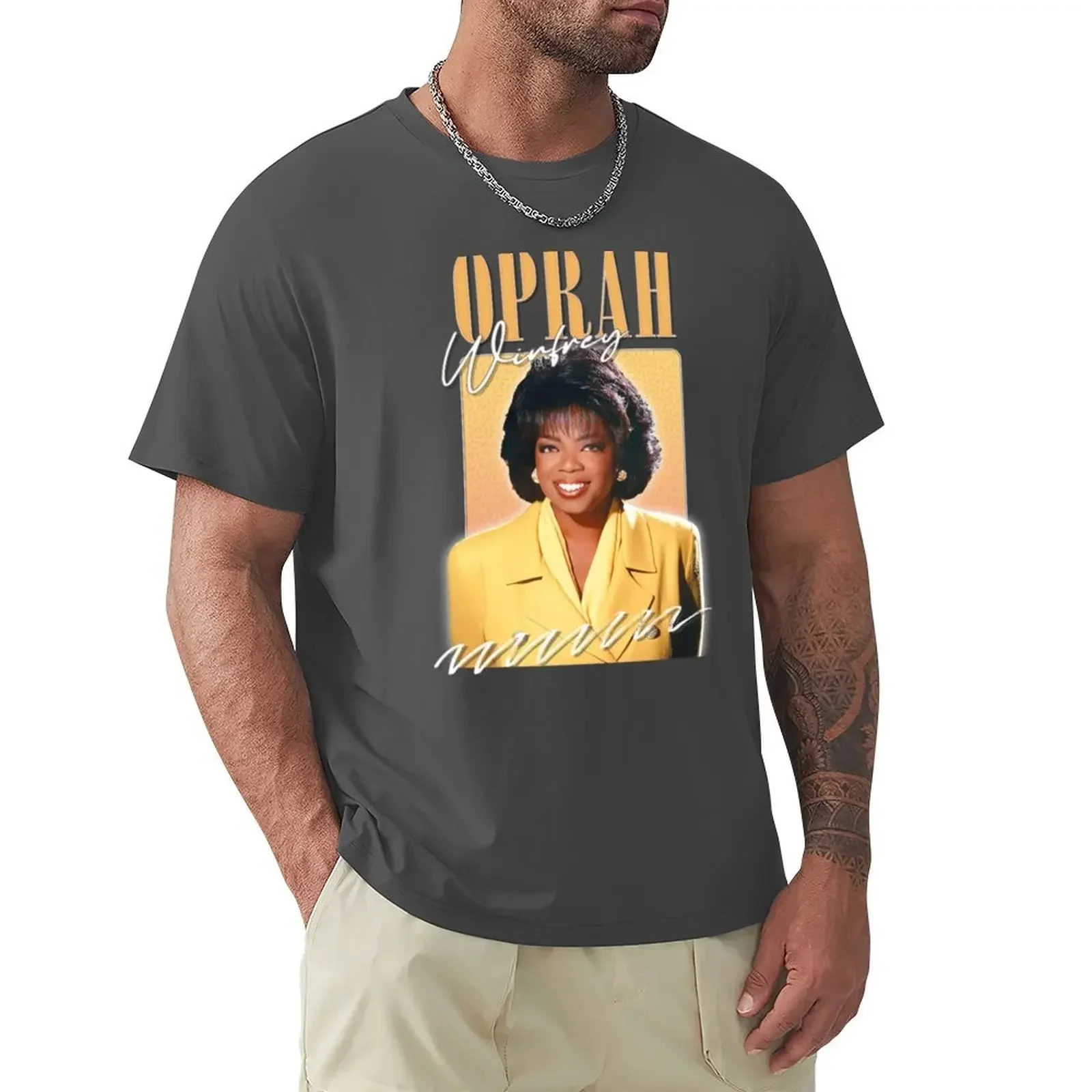 Oprah winфри футболка таможенная корейская мода Мужская искусственная винтажная