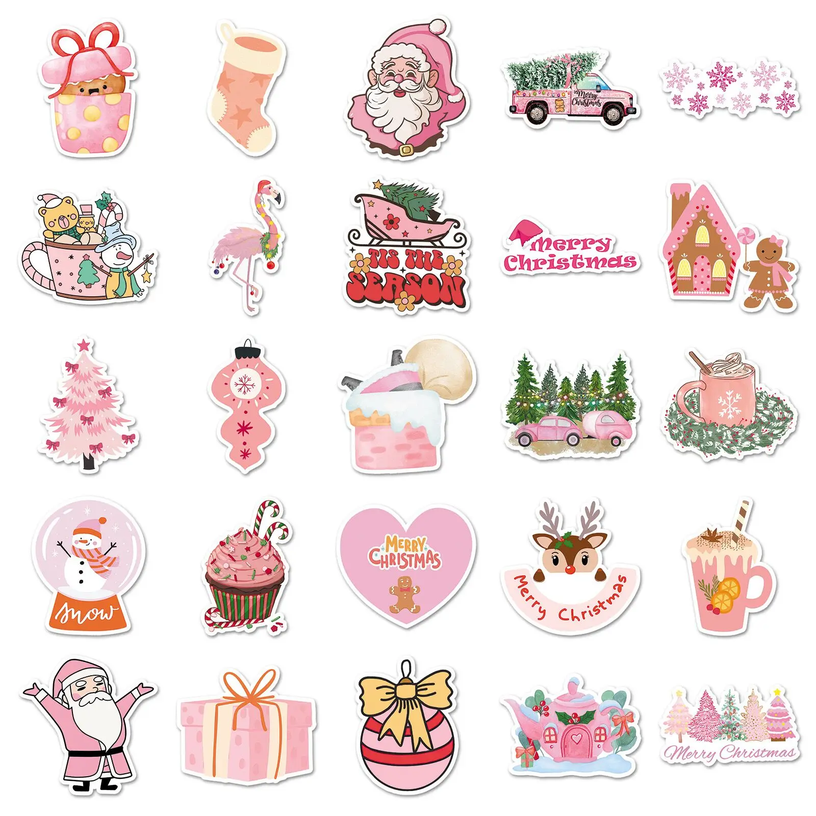 Декоративные наклейки с рождественским принтом 10/50 шт