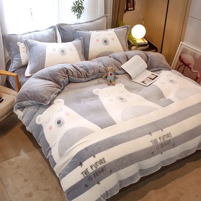 

Winter Flannel Duvet Cover Soft Warm Coral Fleece Duvet Cover Keep Warm Bed Quilt Covers 220x240 Wash bedding Home Textiles
