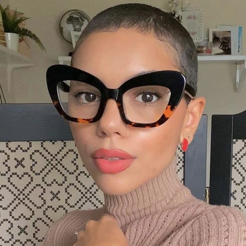 

Cat Eye Glasses Frame Oversized Fashion Retro Blue Ray Blocking Women Vintage Designer Clear Big Eyeglasses Frames