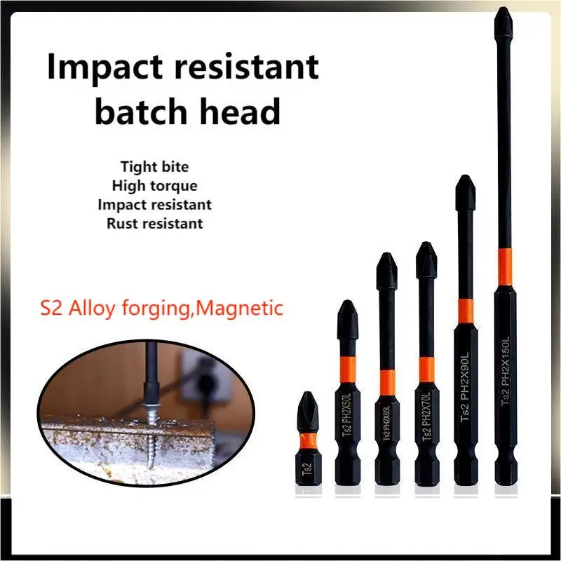 

Free-shipping 1/4" Hex Shank Magnetic Cross PH2 Bit S2 Alloy Impact Batch Head Screwdriver drill Bit Anti Non-slip Hand Tools