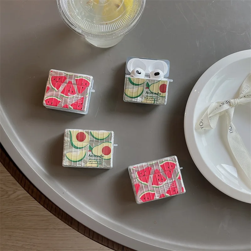 Чехол для наушников с рисунком арбуза и авокадо