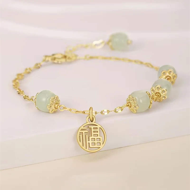

2022 new Hetian jade blessing brand transfer bracelet female niche design high-end girlfriends light luxury ladies hand jewelry
