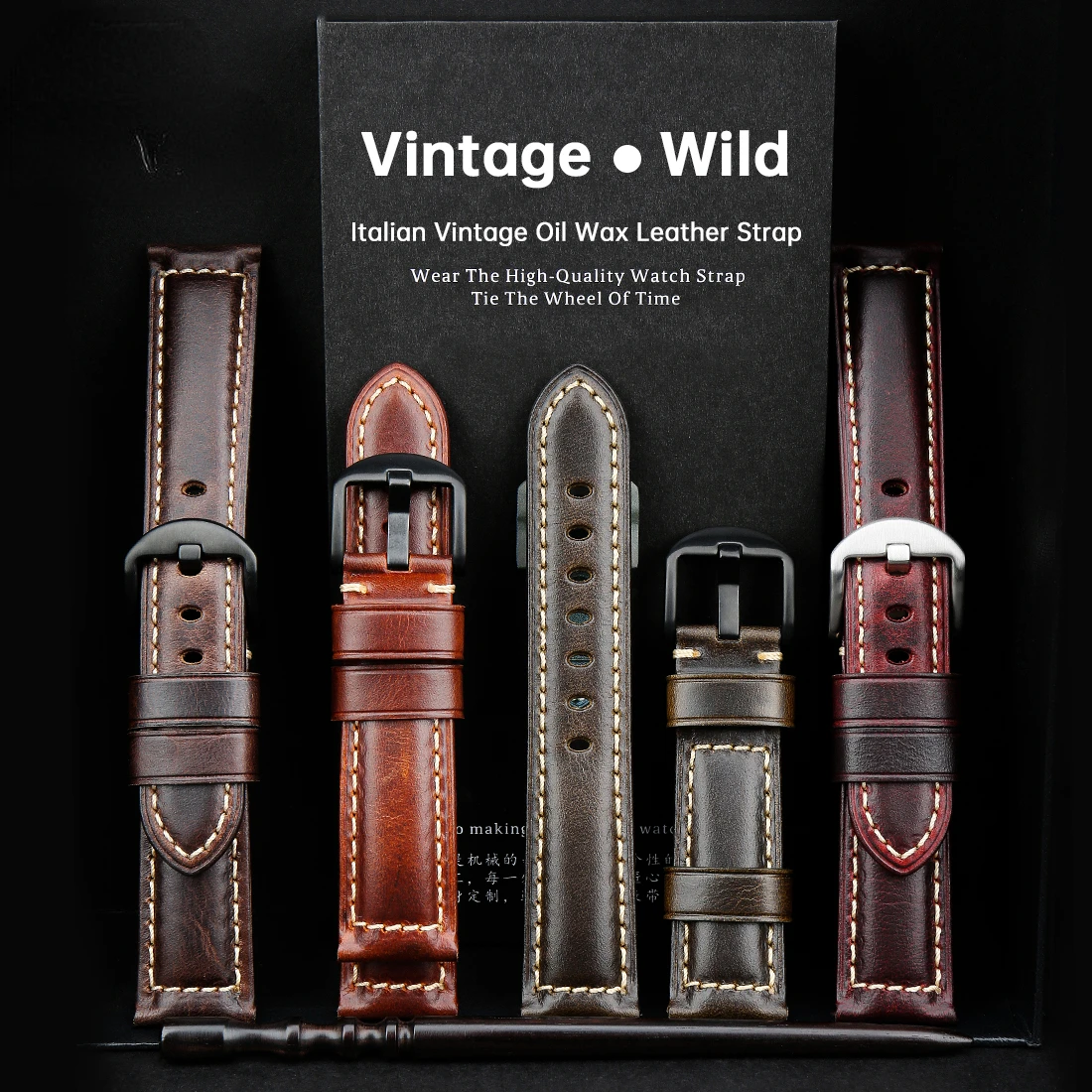 Genuine Leather Watch Strap Oil Wax Cowhide Leather Watchband Bracelet Belt 18 20 22 24mm Women Men Brown Smart Watch Band